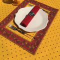 Bordered quilted placemats "Calisson" yellow and red, by Tissus Toselli