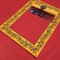 Bordered quilted placemats "Calisson" red and yellow, by Tissus Toselli