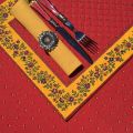 Bordered quilted placemats "Calisson" red and yellow, by Tissus Toselli