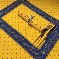 Bordered quilted placemats "Calisson" yellow and blue, by Tissus Toselli