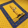 Bordered quilted placemats "Calisson" yellow and blue, by Tissus Toselli