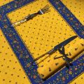 Bordered quilted placemats "Calisson" yellow and blue, by Tissus Toselli