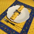 Bordered quilted placemats "Calisson" yellow and blue, by Tissus Toselli