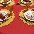 Round tablecloth in cotton "Calisson" red and yellow by TISSUS TOSELLI
