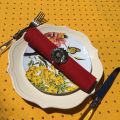 Nappe provençale rectangulaire en coton "Calissons" jaune et rouge Tissus Toselli