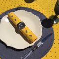 Nappe provençale rectangulaire en coton "Calissons" jaune et bleu Tissus Toselli
