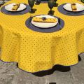 Rectangular provence cotton tablecloth "Calissons" yellow and blue by Tissus Toselli in Nice