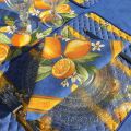 Set de table en coton matelassé "Citrons" Jaune et bleu