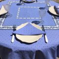 Cotton napkins "Calissons" lavender blue and ecru