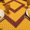 Quilted cotton table cover "Calissons" yellow and red