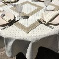 Quilted cotton table cover "Calissons" ecru and beige