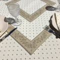 Quilted cotton table cover "Calissons" ecru and beige