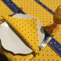 Tapis de table en coton matelassé "Calissons" jaune et bleu