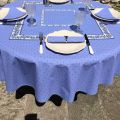 Tapis de table en coton matelassé "Calissons" bleu lavande et écru