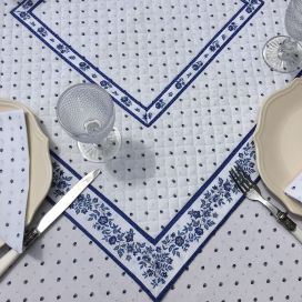 Tapis de table en coton matelassé "Calissons" blanc et bleu