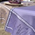 Rectangular Jacquard tablecloth "Grigan" lavande color, by TISSUS TOSELLI, Nice