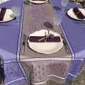 Rectangular Jacquard tablecloth "Grigan" lavande color, by TISSUS TOSELLI, Nice