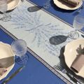 Nappe rectangulaire Jacquard "Grignan" bleue, Tissus Toselli