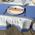 Square Jacquard tablecloth "Grignan" blue  color, by TISSUS TOSELLI, Nice