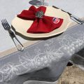 Rectangular Jacquard tablecloth "Coteaux" grey and red by Tissus Toselli