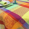Rectangular  Jacquard tablecloth, stain resistant "Maussane" Orange