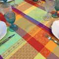 Rectangular  Jacquard tablecloth, stain resistant "Maussane" Orange