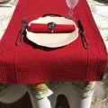 Table runner, Boutis fashion "Calliope" red Sud-Etoffe