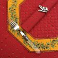 Set de table octogonal cadré "Olivettes" rouge et jaune, Marat d'Avignon