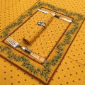Bordered quilted placemats "Olivettes" yellow and red, by Tissus Toselli