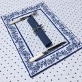 Bordered quilted placemats "Calisson" white and blue, by Tissus Toselli