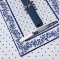 Bordered quilted placemats "Calisson" white and blue, by Tissus Toselli