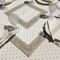 Rectangular provence cotton tablecloth "Calissons" ecru and beige by Tissus Toselli in Nice