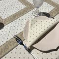 Round tablecloth in cotton "Calisson" ecru and beige by TISSUS TOSELLI