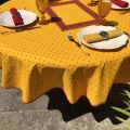 Rectangular coated cotton tablecloth "Calissons" yellow and red