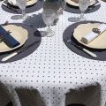 Rectangular coated cotton tablecloth "Calissons" white and blue