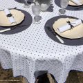 Rectangular coated cotton tablecloth "Calissons" white and blue