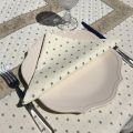 Rectangular coated cotton tablecloth "Calissons" ecru and beige