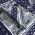 Set de table en coton matelassé enduit "Bastide" bleu et blanc Marat d'Avignon