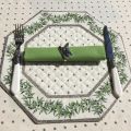 Octogonal quilted placemats "Olivettes" ecru and green,, by Marat d'Avignon