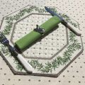 Octogonal quilted placemats "Olivettes" ecru and green,, by Marat d'Avignon