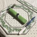 Octogonal quilted placemats "Olivettes" ecru and green,, by Marat d'Avignon