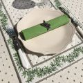 Chemin de table en coton matelassé "Olivettes" écru et vert