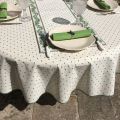 Round tablecloth in cotton "Calisson" ecru and green by TISSUS TOSELLI