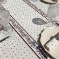Quilted cotton table runner "Calissons" ecru and red