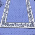 Quilted cotton table runner "Calissons" blue lavender and ecru