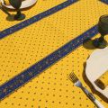 Quilted cotton table runner "Calissons" yellow and blue