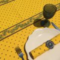 Quilted cotton table runner "Olivettes" yellow and blue