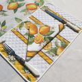 Quilted cotton placemat "Lemons" ecru and yellow