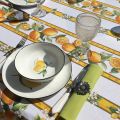 Rectangular provence cotton tablecloth "Citrons" ecru and yellow from Tissus Toselli in Nice