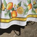 Nappe provençale ronde en coton "Citrons" écru et jaune, Tissus Toselli